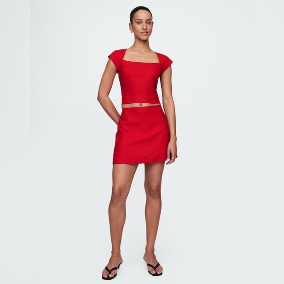 GAP Dresses & Skirts - Gap Tomato Red Linen-Blend Mini Skort Size M Petite New With Tags